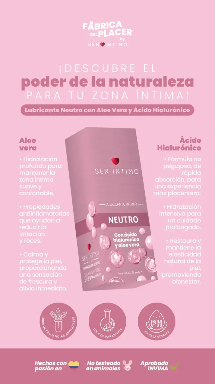 LUBRICANTE NEUTRO CONACIDO HIALUNORICO Y ALOE X 55 ML SEN INTIMO - Image 2