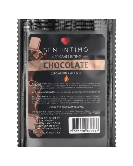 LUBRICANTE CALIENTE SACHET CHOCOLATE X 7 ML SEN INTIMO